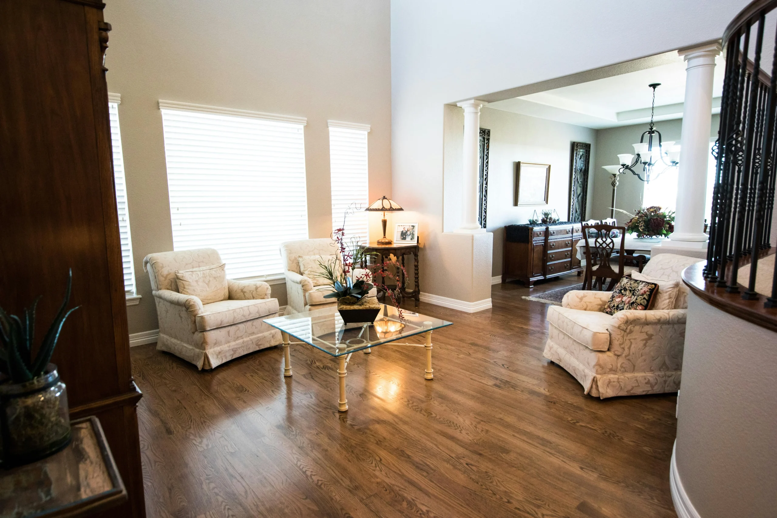 The inside of a freshly painted living room